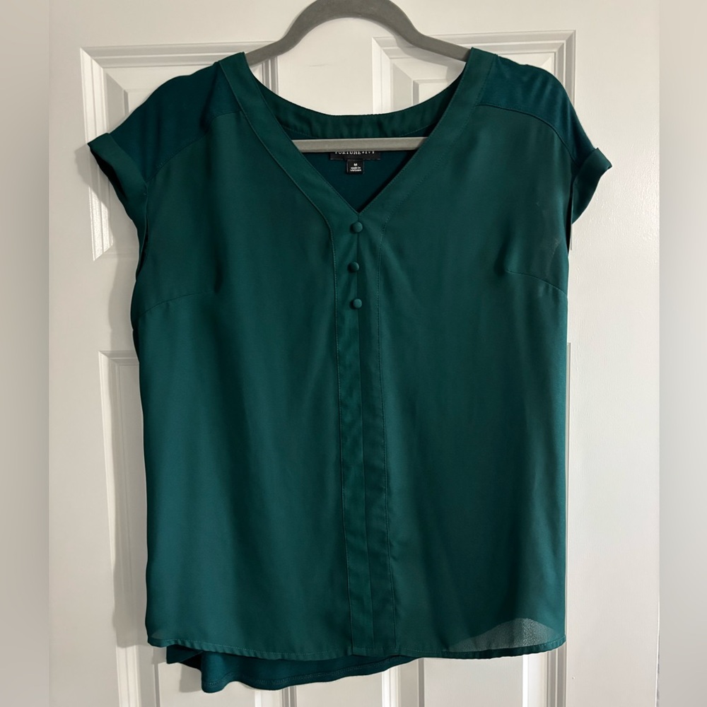 Teal Button-Front Women's Top